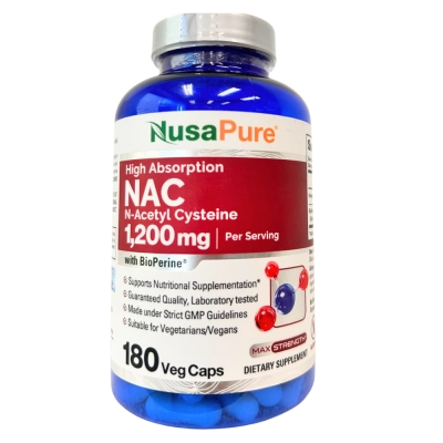 NAC 1200mg, Saúde do Fígado, Imunidade e Equilíbrio do Organismo, 180 Cápsulas, NusaPure