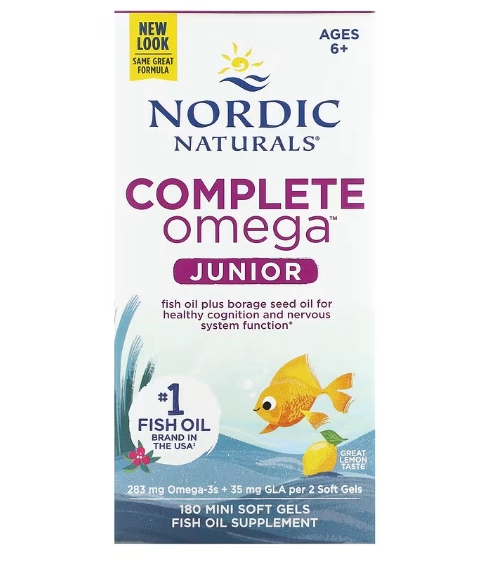 Complete Omega Junior 283mg, 180 Mini softgel Limão, Nordic Naturals