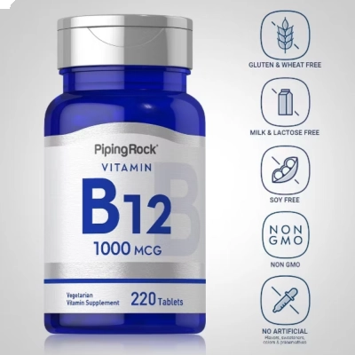 Vitamin B-12, 1000Mcg, 220 Tablets, Piping Rock 