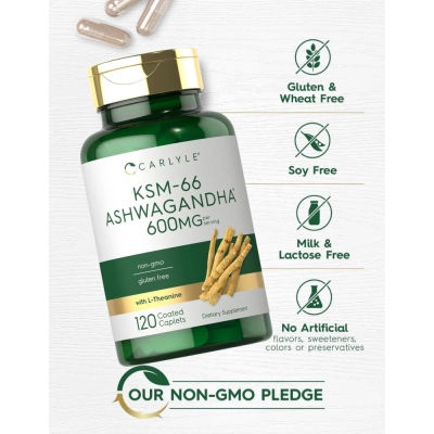 KSM-66 Ashwagandha, 600Mg, 120 Cápsulas, Carlyle