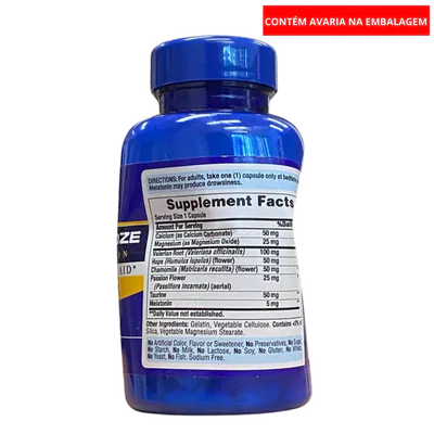 Melatonina, 5mg, Super Snooze (Sono profundo), 100 cápsulas (Pequena Avaria)