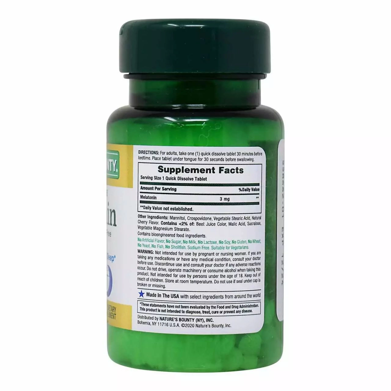 Melatonina 3mg, 120 Comprimidos Sublingual, Nature's Bounty