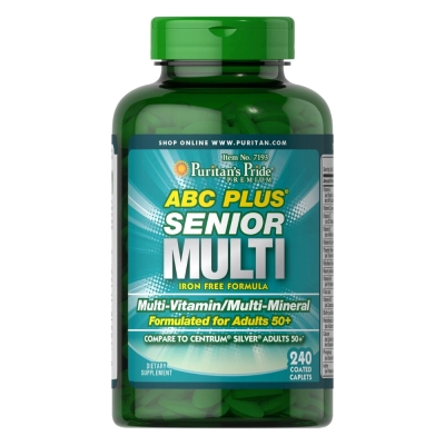 ABC Plus Senior Multi, Multivitamínico para Energia e Vitalidade 50+, 240 Caplets, Puritan’s Pride