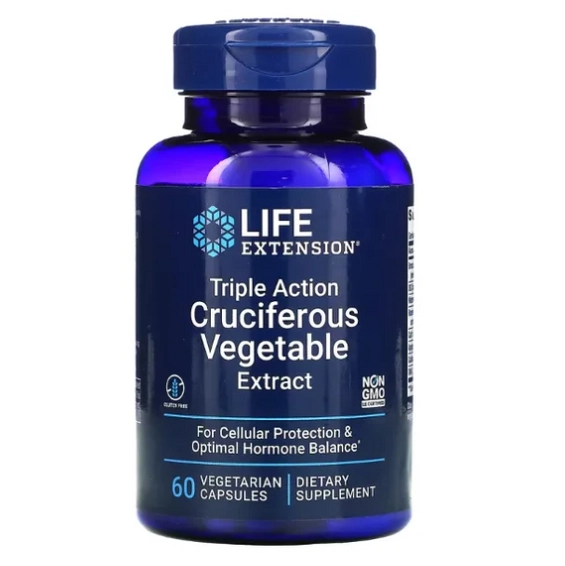 Vegetal de Crucífero de Tripla Ação, 400mg, 60 Cápsulas, Life Extension