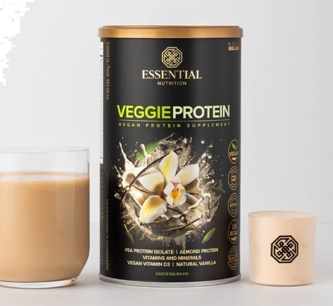 Veggie Protein Vanilla, Sabor Baunilha 450g, Essential Nutrition