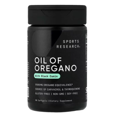 Oil Of Oregano, Óleo de Orégano com Cominho Preto, 60 Cápsulas, Sports Research