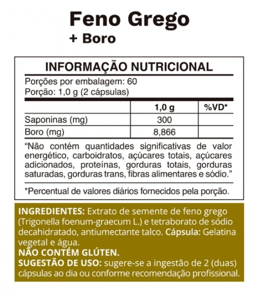 Feno Grego + Boro, 120 Cápsulas, Ocean Drop