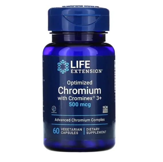 Cromo Otimizado com Crominex 3+, 500mcg, 60 Cápsulas, Life Extension