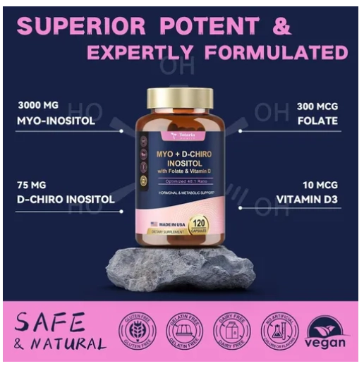 Myo com D - Chiro Inositol, Equilíbrio hormonal e Suporte Metabólico, 120 Cápsulas, Totaria Health