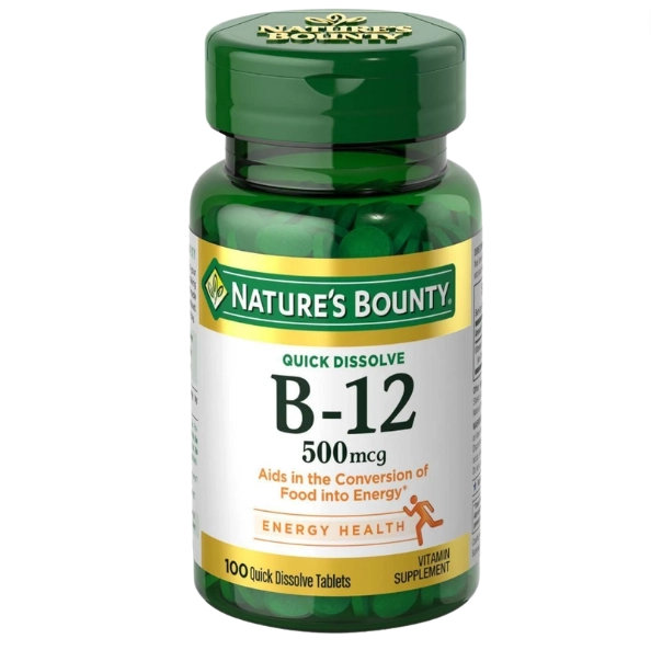 Vitamina B12, 500mcg, 100 Comprimidos, Nature's Bounty