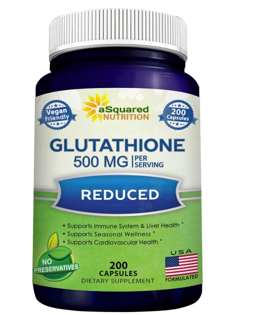Glutationa 500mg, Apoiar a Saúde do Fígado e Desintoxicação, 200 Cápsulas, aSquared Nutrition
