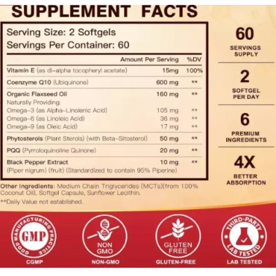 Coenzima CoQ10 600mg com PQQ, 120 Cápsulas, Dr Foster