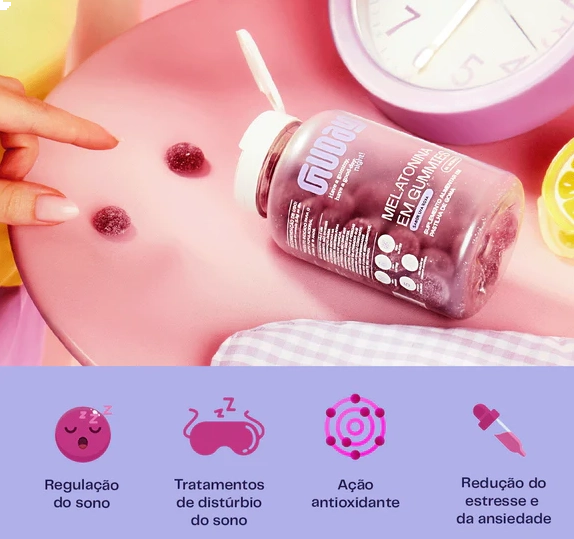 Melatonina 0,210mcg, 60 Gomas Sabor Uva Roxa, Guday