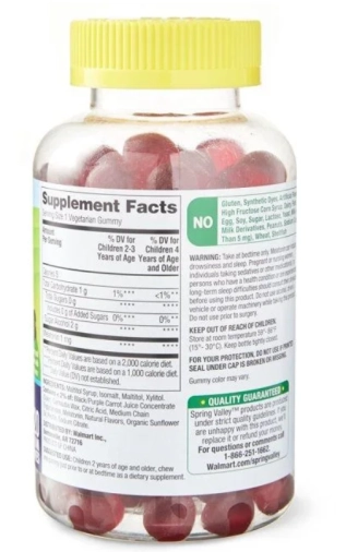 Melatonina Kids 1mg, 120 Gomas Zero açúcar, Spring Valley