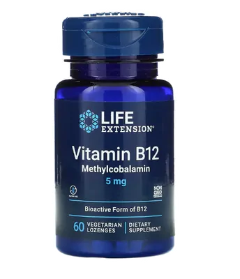 Vitamina B12 Metilcobalamina, 5mg, 60 Pastilhas, Life Extension