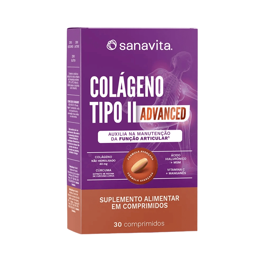 Colágeno Tipo II Advanced, 30 Comprimidos - Sanavita