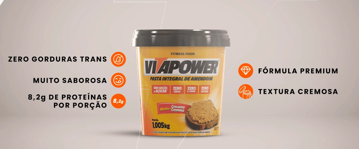 Vitapower Pasta de Amendoim Integral Crocante, 450g, Vitafor