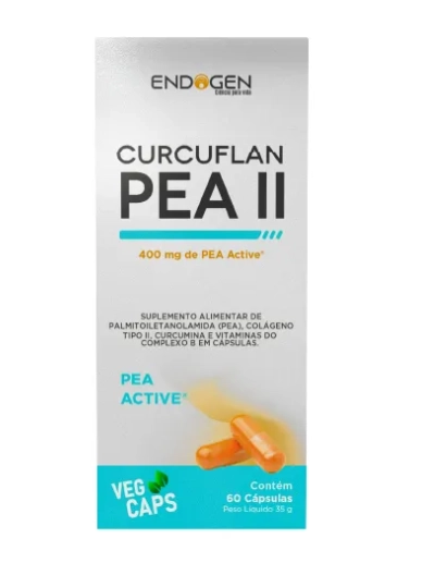 Curcuflan PEA II, Curcumina, Colágeno tipo II e Vitaminas, 60 Cápsulas, Endogen