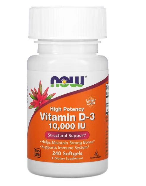 Vitamina D3 10.000IU, 240 Cápsulas em Gel, Now