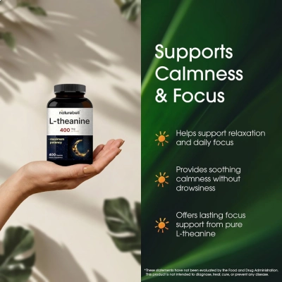 L-Theanine, 400mg, 400 Cápsulas, Naturebell