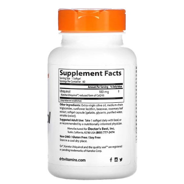 Ubiquinol com Kaneka, 100mg, 60 Cápsulas Softgel, Doctor's Best