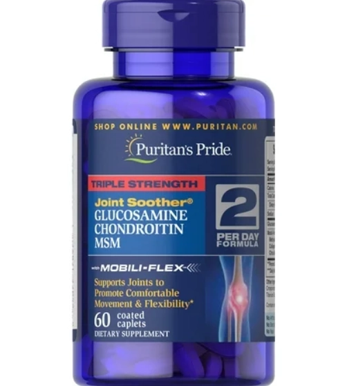 Glucosamina Condroitina e MSM, Joint Soother, 60cápsulas, Puritan's Pride