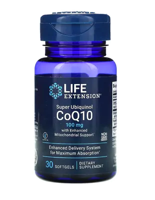Super Ubiquinol CoQ10, com Mitocondrial Aprimorado, 100mg, 30 Cápsulas, Life Extension