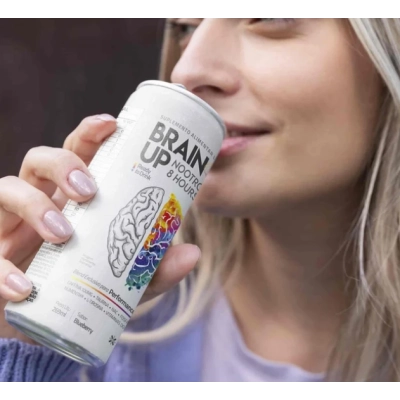 Brain Up Ready to Drink, Suplemento Alimentar Líquido, 3 Unidades 269ml cada, Sabor Blueberry, True Source