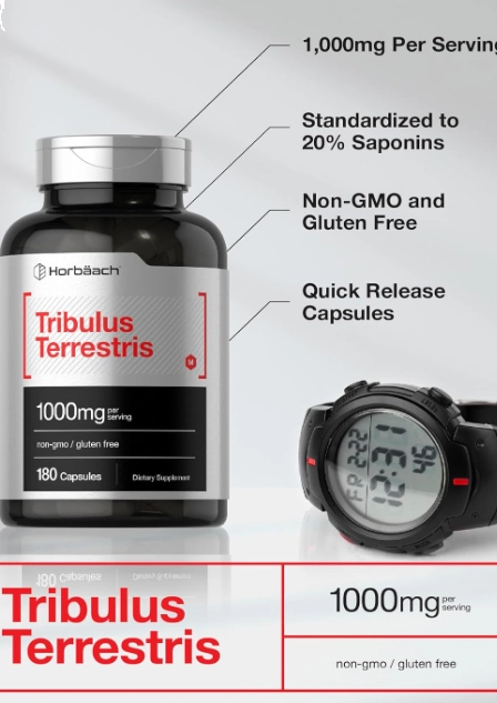 Tribulus Terrestris, 1000mg, 180 Cápsulas, Horbaach