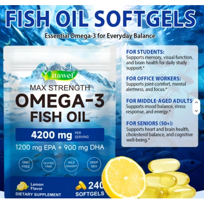 Omega 3, Fish Oil  4200mg, 240 Cápsulas, Itawel