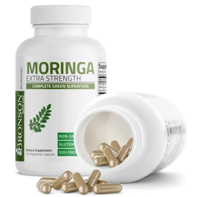 Moringa Oleifera Extra Strength 100mg, 250 Cápsulas, Bronson