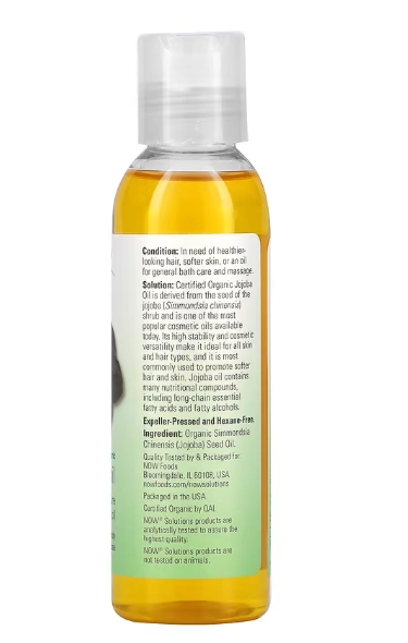 Óleo de Jojoba, Orgânico Certificado, 118ml, Now