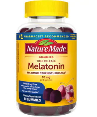 Melatonina 10mg, Time Release, 60 Gomas Sabor Cereja, Nature Made