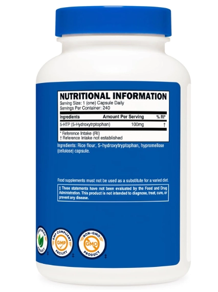 5-HTP 100mg, 240 Cápsulas, Nutricost 