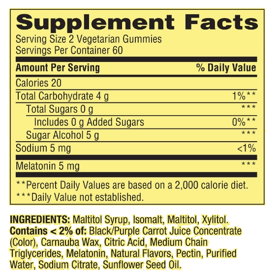 Melatonina 5mg, 120 Gomas Sabor frutas Vermelhas, Spring Valley