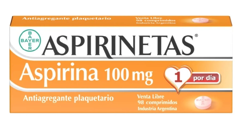 Aspirinetas, Aspirina Ácido Acetilsalicílico 100mg, 98 Comprimidos, Bayer