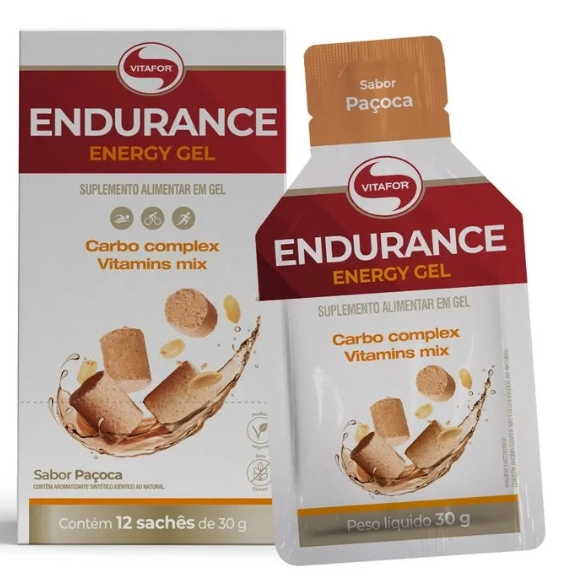 Endurance Energy gel, 12 sachês 30g Cada, Sabor Baunilha, Vitafor