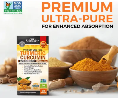 Turmeric Curcuma com BioPerine, 1500mg, 90 Cápsulas, BioSchwartz
