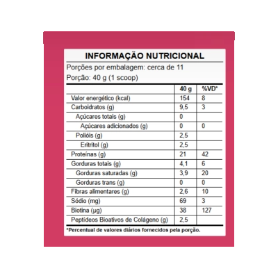 Collagen Protein, 21gr De Proteína Do Colágeno, 450gr, Sabor Berries, Pura vida