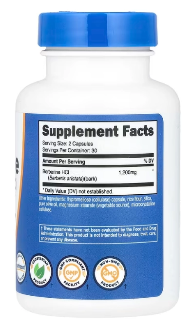 Berberina 1200mg, 60 Cápsulas, Nutricost