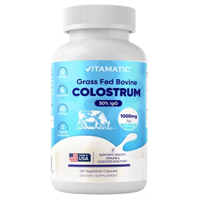 Colostrum (Colostro), Grass Fed Bovine, 1000mg, 120 Cápsulas, Vitamatic Colostrum (Colostro), Grass Fed Bovine, 1000mg, 120 Cápsulas, Vitamatic