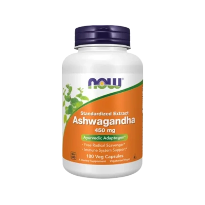 Ashwagandha 450mg, Controle do Estresse e Equilíbrio do Sistema Nervoso,  Cápsulas Opções, Now