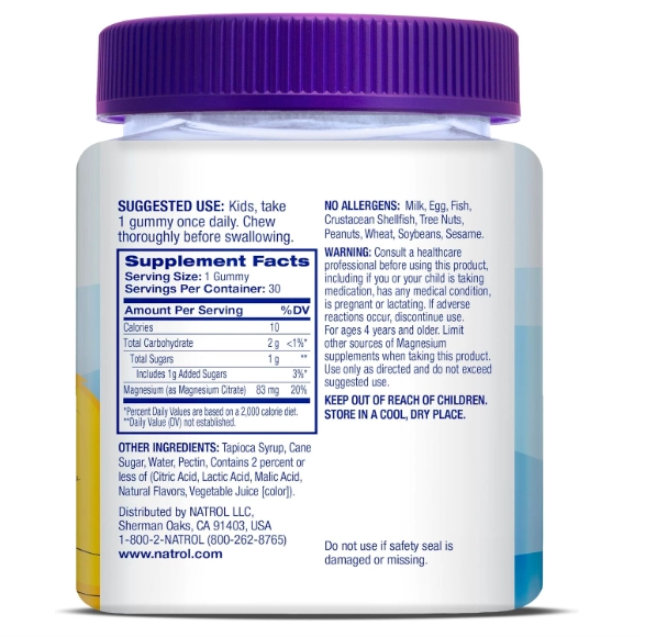Citrato de Magnésio Kids, 30 Gomas Razzilicious, Natrol