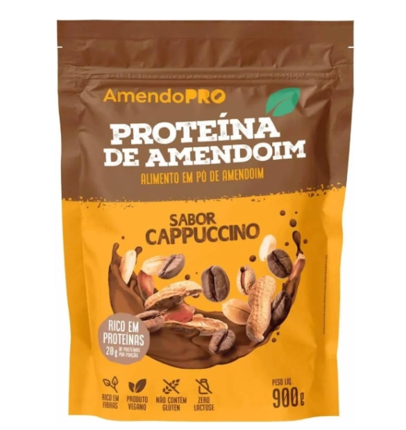 Proteina de Amendoim, 900g Refil, Sabor Cappuccino, AmendoPro