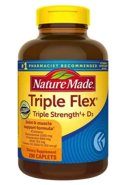 TripleFlex Triple Strength + D3, Glucosamina Condroitina com MSM, 200 cápsulas, Nature Made