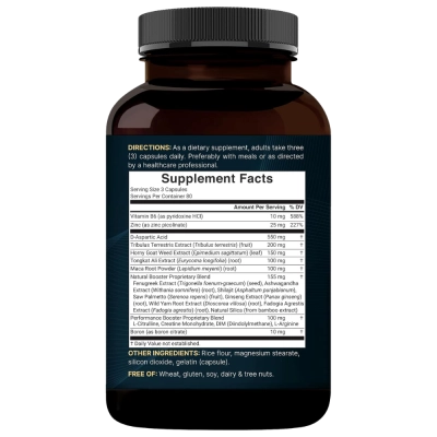 Testosterone Booster, Suporte à Testosterona, 20 em 1, 240 Cápsulas, Naturebell