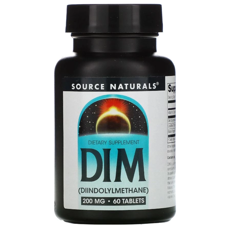 DIM (Diindolylmethane), 200 mg, 60 Tablets, Source Naturals
