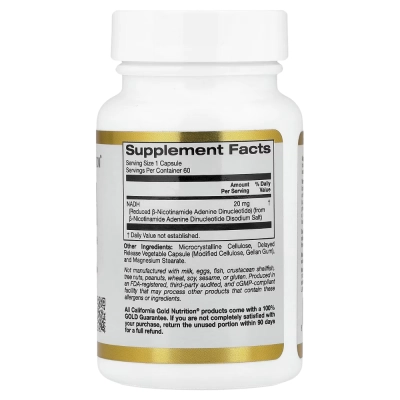 NADH 20 mg, 60 Cápsulas, California Gold Nutrition