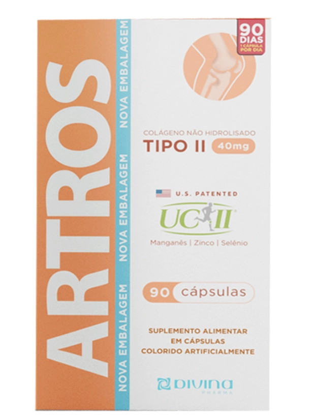 Artros Colágeno UC-II + Minerais, 90 Cápsulas, Divina Pharma