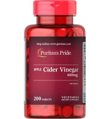 Apple Cider Vinegar (Vinagre de Maçã), 480mg, 200 Comprimidos, Puritan's Pride